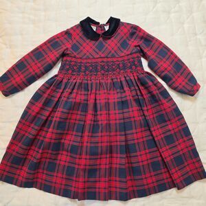 Sarah Louise Hand Smocked Red Tartan Plaid Girls Dress 4 year /100 cm